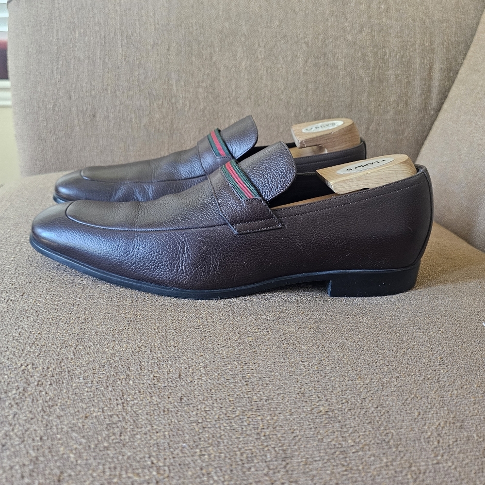 Gucci Web Accent Brown Leather Shoes Gucci Size 8/US 8.5 Men's